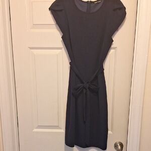 Elegant Navy Blue Dress with Belt